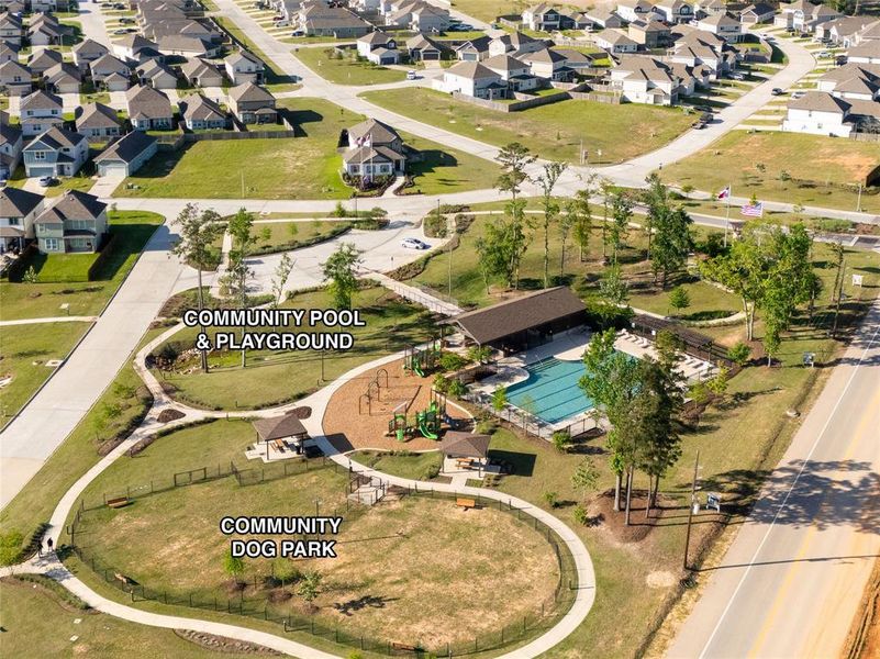 Community amenities including walking trails, playground, and resort-style pool. Experience the best of River's Edge living!