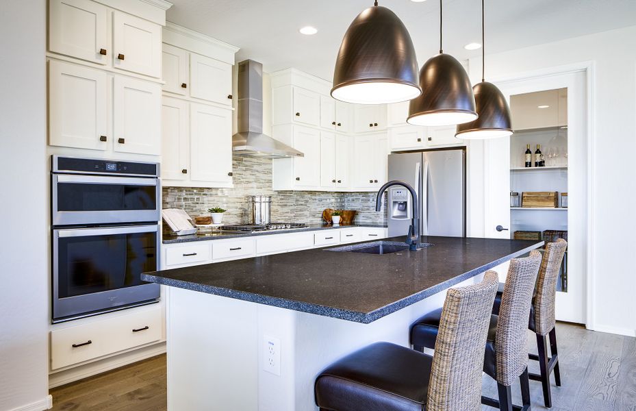 Stunning kitchen with decorative lighting