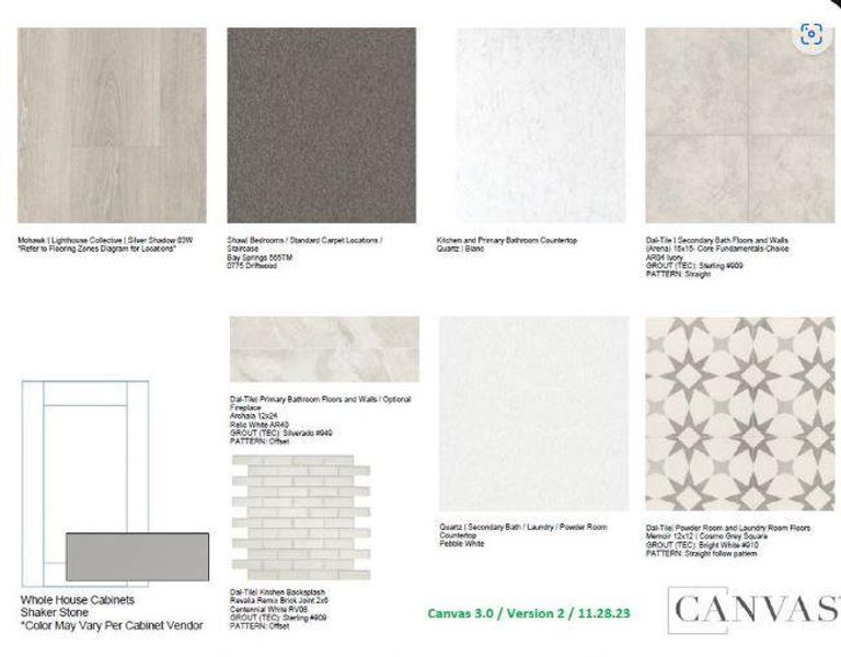 Design Selections.  Home is under construction and selections are subject to change.