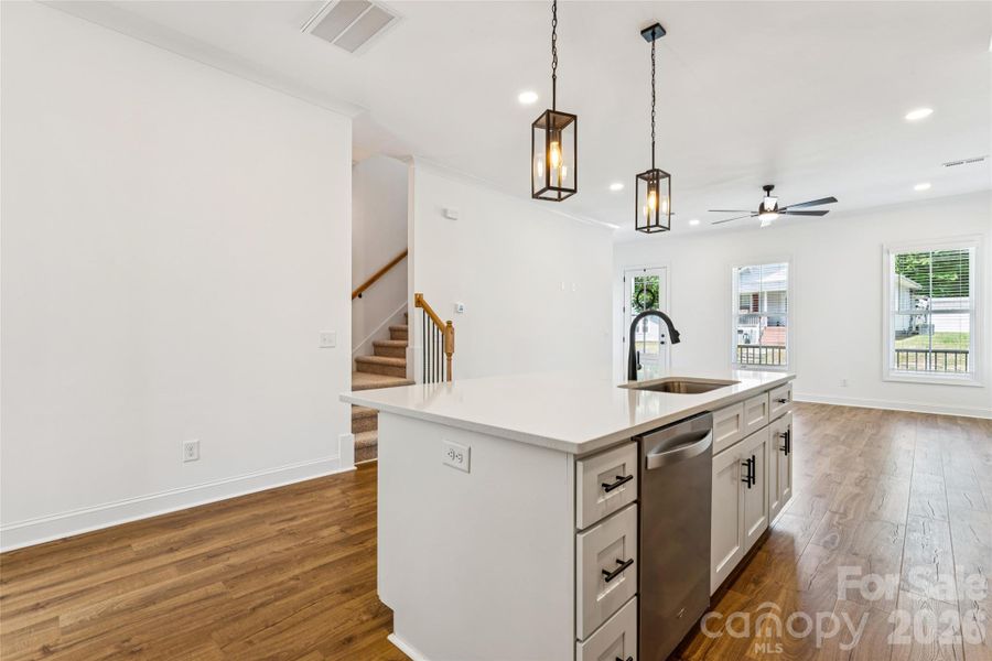 Large island, open concept