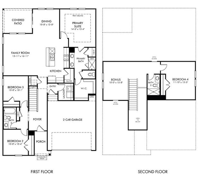 2D floor plan layout for the Carolina by Meritage Homes in Creekside Point, Little River, SC (Image 8).