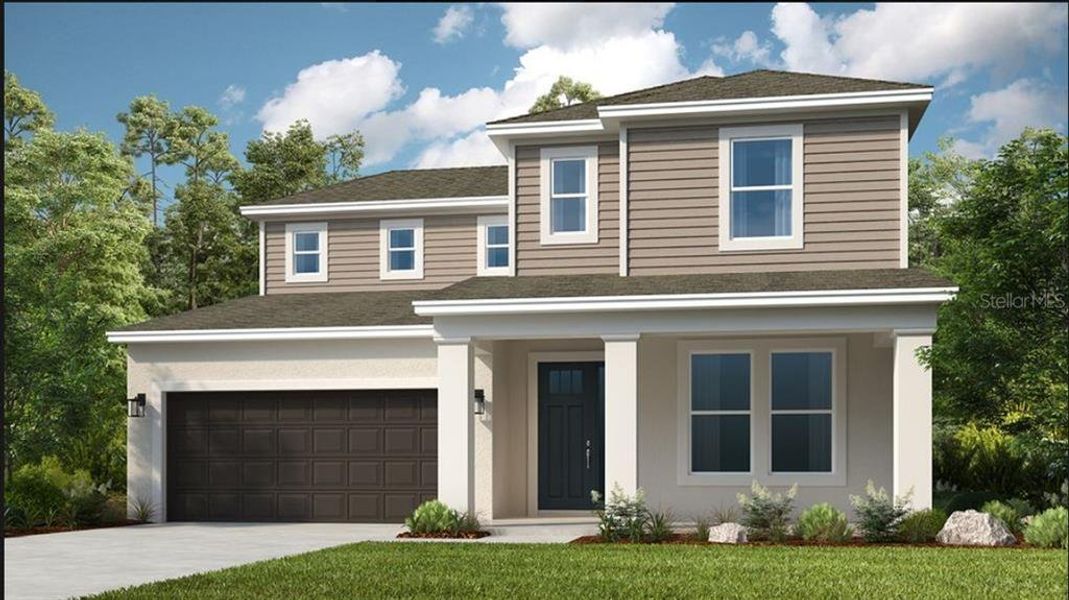 Front exterior of a new home in Timber Ridge, Plant City, FL, highlighting curb appeal (Image 1). Front exterior of a new home in Timber Ridge, Plant City, FL, highlighting curb appeal (Image 1).