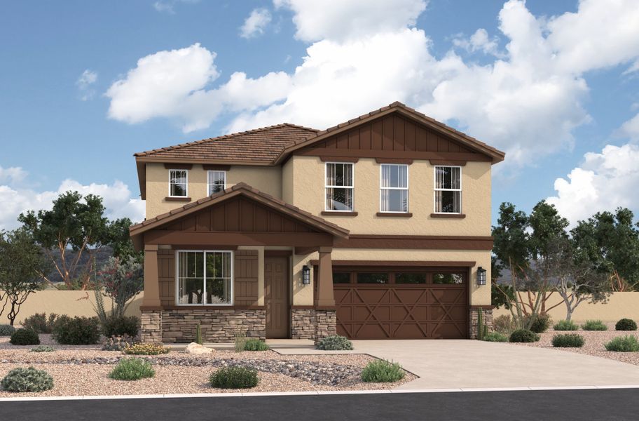 Representative exterior photo of a completed home built from the Geneva by Beazer Homes in Highpointe at Northpointe, Peoria, AZ (Image 19).