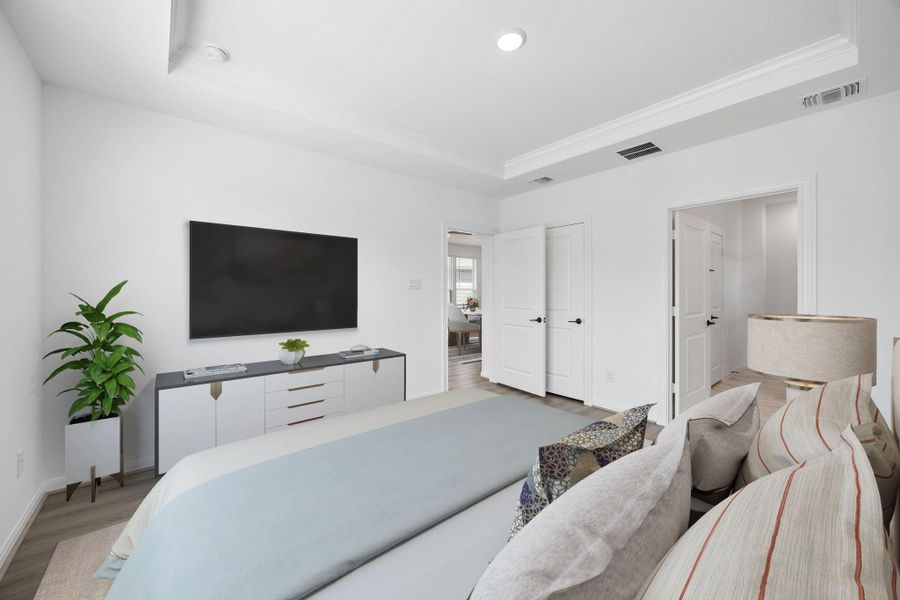 Furnished interior view inside a new home in Del Webb in Chambers Creek, Willis (Image 11).