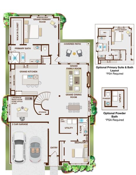 2D floor plan layout for the Grand Providence Estate by Grand Homes in Grand Oaks, Celina, TX (Image 3).