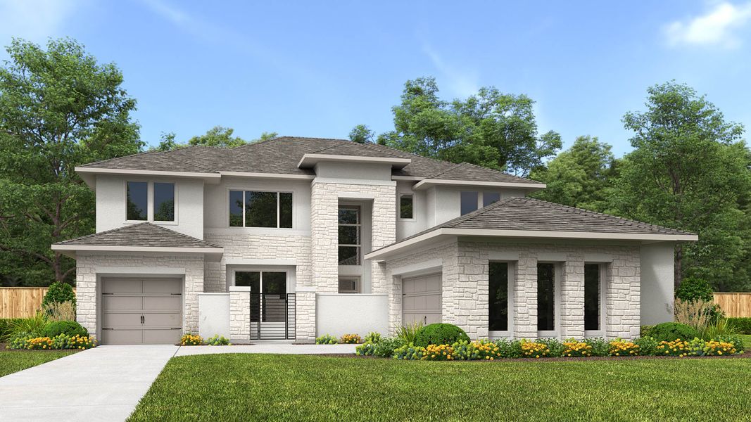 Representative exterior photo of a completed home built from the 4428S by Perry Homes in Sienna, Missouri City, TX (Image 13).