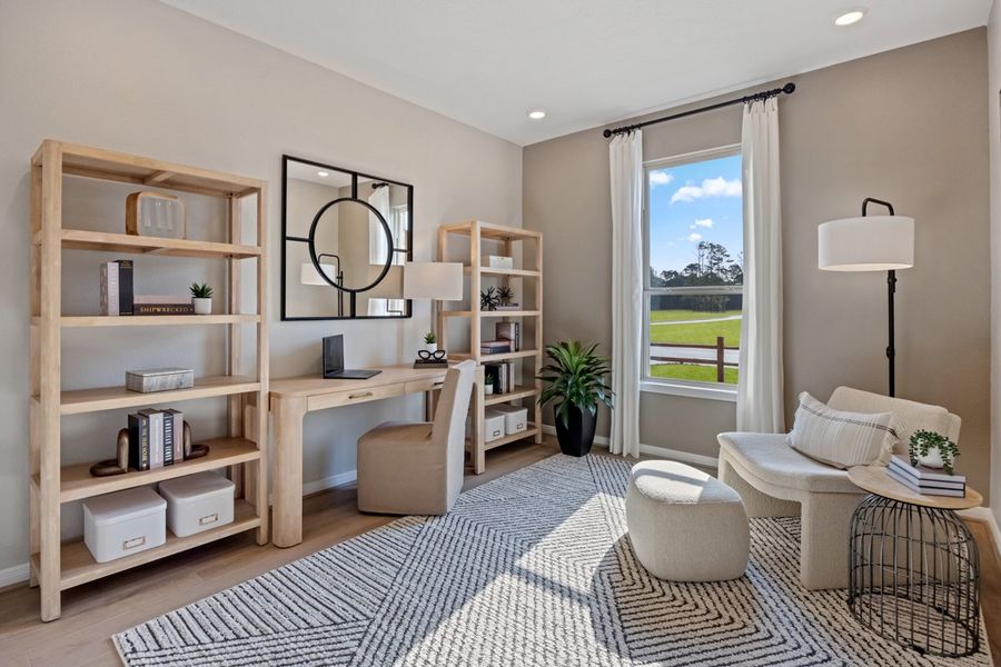 Representative furnished interior of a home built from the 2444 Modeled by KB Home in Madera Preserve, New Caney (Image 12).
