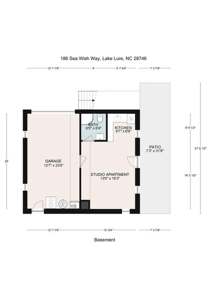 Lower Level Floorplan - separate entrance with studio apartment.