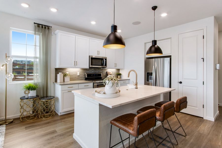 Representative furnished interior of a home built from the B by Tri Pointe Homes in Candelas Townhomes, Arvada (Image 9). Representative furnished interior of a home built from the B by Tri Pointe Homes in Candelas Townhomes, Arvada (Image 9).