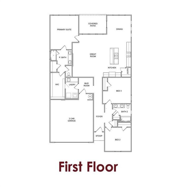 2D floor plan layout of this home in Garland Meadows, Cartersville, GA (Image 3).