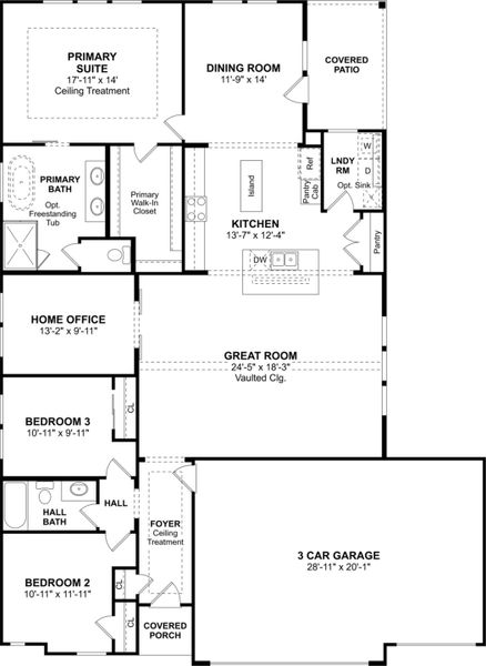 2D floor plan layout for the Juniper III by K. Hovnanian® Homes in Westwood, League City, TX (Image 3). 2D floor plan layout for the Juniper III by K. Hovnanian® Homes in Westwood, League City, TX (Image 3).