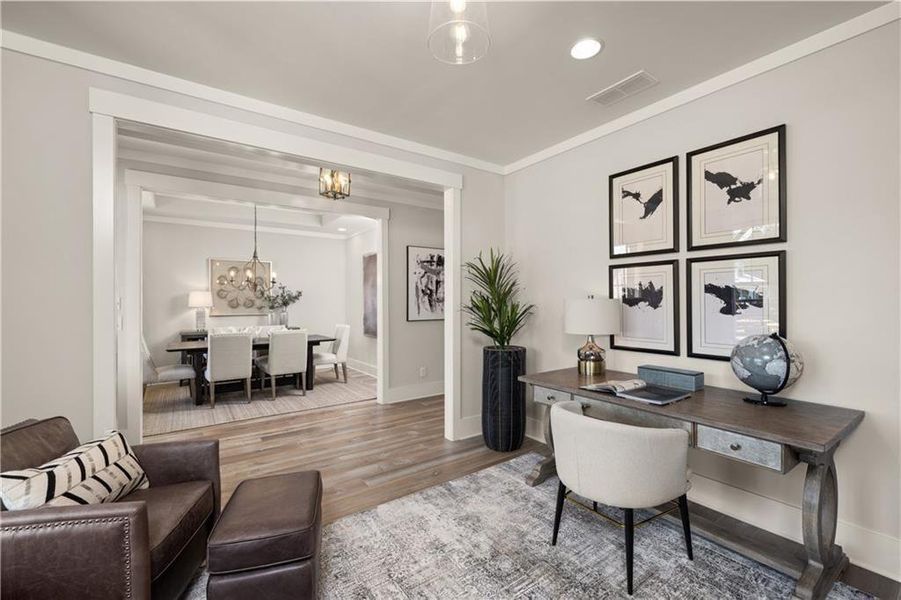 Furnished interior view inside a new home in Soleil Belmont Park, Canton (Image 24). Furnished interior view inside a new home in Soleil Belmont Park, Canton (Image 24).