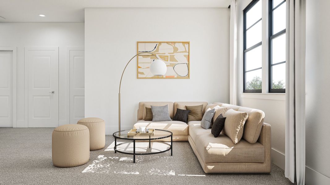 Loft with plush carpeting