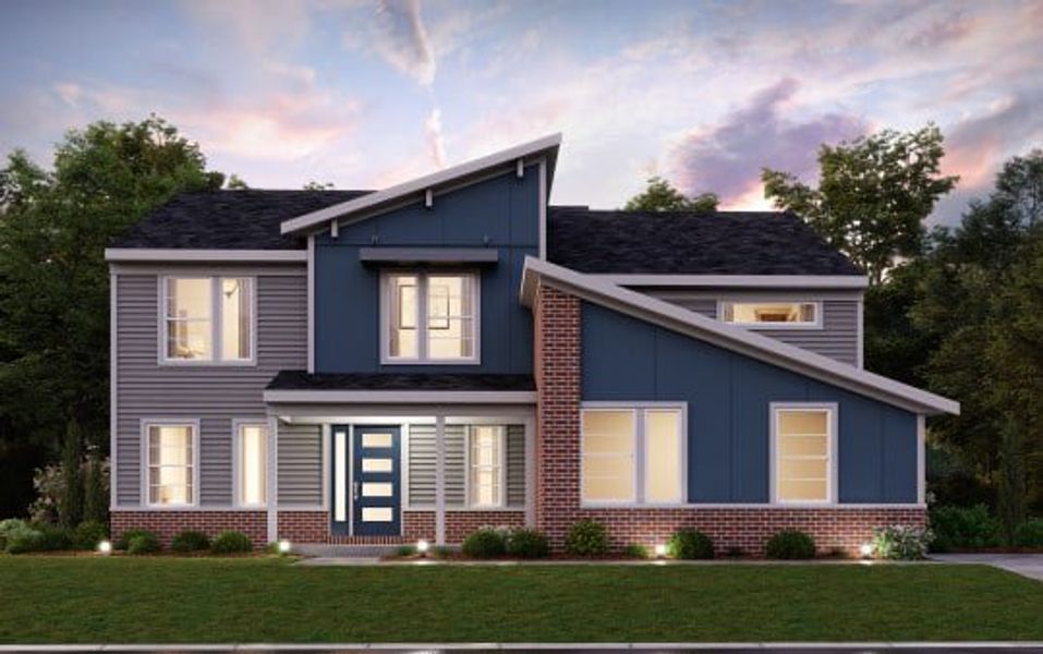 Representative exterior photo of a completed home built from the Avery by Fischer Homes in Stonehaven, Hoschton, GA (Image 7).