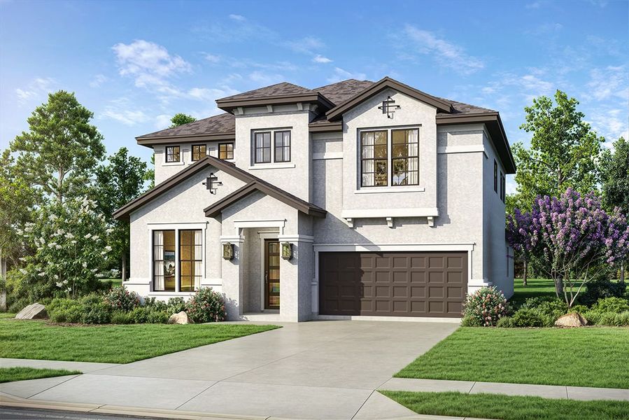 Representative exterior photo of a completed home built from the Manhattan by Landon Homes in Fields - East Village, Frisco, TX (Image 2). Representative exterior photo of a completed home built from the Manhattan by Landon Homes in Fields - East Village, Frisco, TX (Image 2).