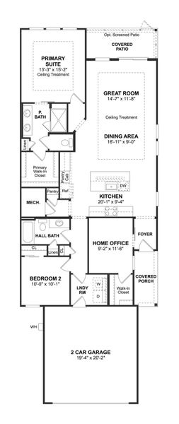2D floor plan layout for the Spring Lake IV by K. Hovnanian® Homes in K. Hovnanian's® Four Seasons at Lakes of Cane Bay, Summerville, SC (Image 3). 2D floor plan layout for the Spring Lake IV by K. Hovnanian® Homes in K. Hovnanian's® Four Seasons at Lakes of Cane Bay, Summerville, SC (Image 3).