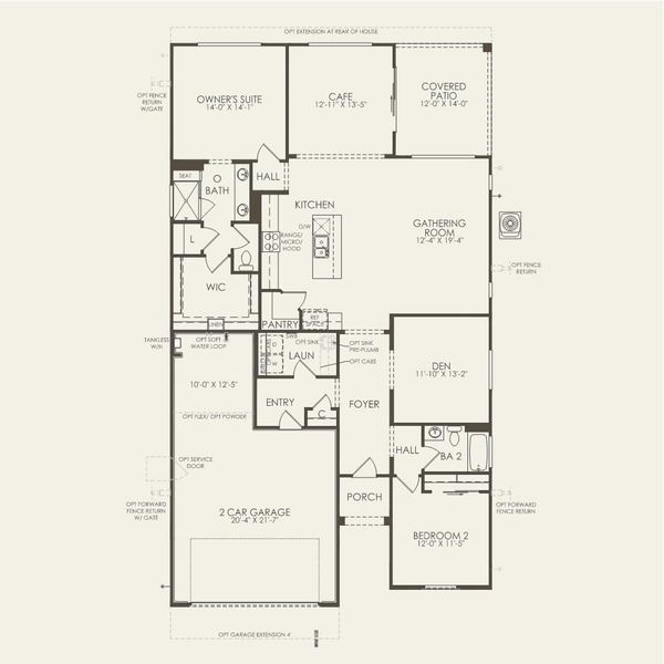 2D floor plan layout for the Tifton Walk by Del Webb in Sun City Anthem at Merrill Ranch, Florence, AZ (Image 3). 2D floor plan layout for the Tifton Walk by Del Webb in Sun City Anthem at Merrill Ranch, Florence, AZ (Image 3).