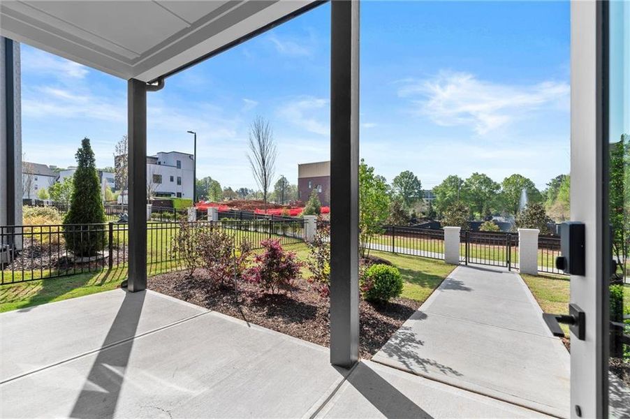 Exterior details and patio area of a home in The Gathering – Alpharetta, Alpharetta (Image 4).
