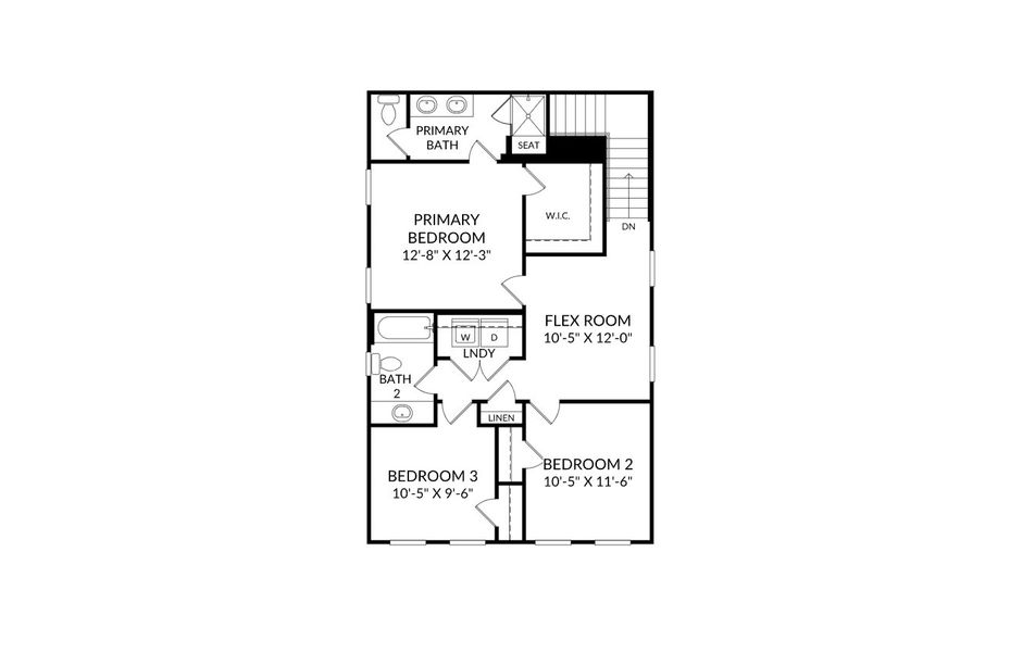 2D floor plan layout for the The Newcomb by Stanley Martin Homes in Croftside Single Family Homes, Powder Springs, GA (Image 4).