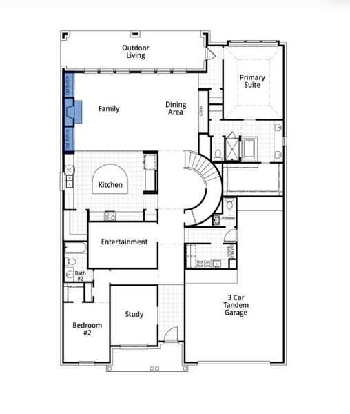 2D floor plan layout for the Telford Plan by Highland Homes in Monterra: 70ft. lots, Rockwall, TX (Image 20).