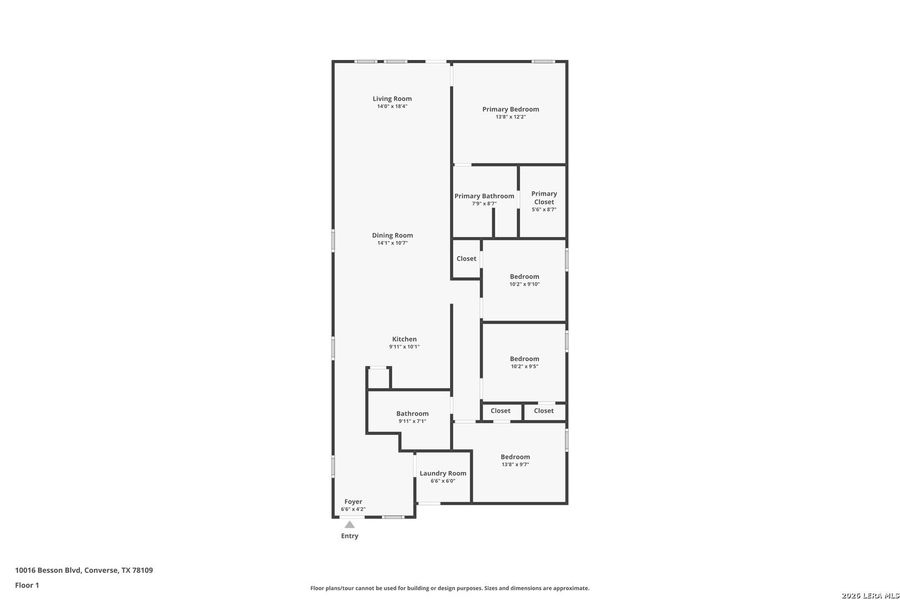 2D floor plan layout of this home in Randolph Crossing, Converse, TX (Image 3).