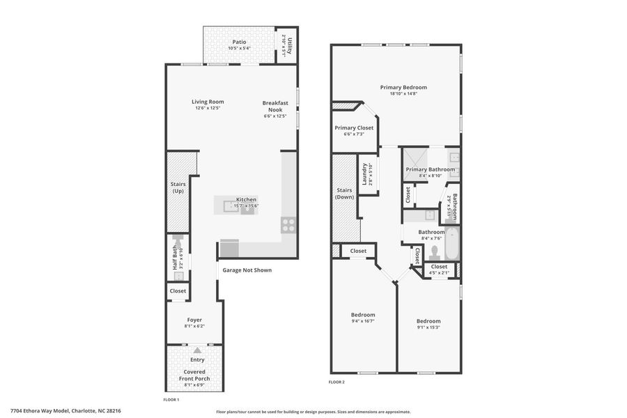 2D floor plan layout of this home in Bell Glen, Charlotte, NC (Image 5). 2D floor plan layout of this home in Bell Glen, Charlotte, NC (Image 5).