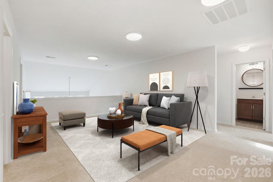 Loft area virtually staged