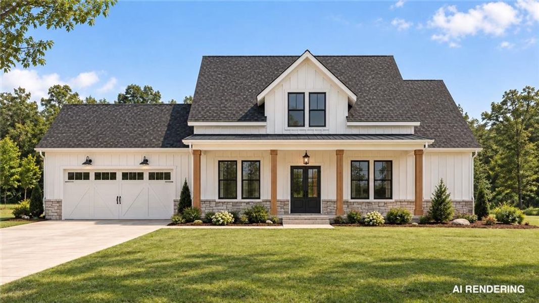Front exterior of a new home in , Commerce, GA, highlighting curb appeal (Image 1). Front exterior of a new home in , Commerce, GA, highlighting curb appeal (Image 1).