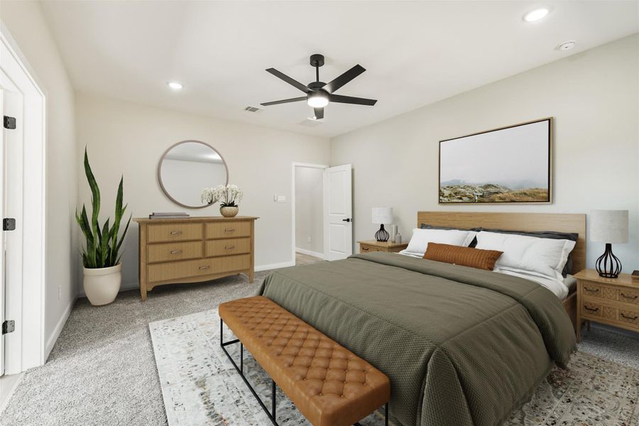 Virtually Staged Primary Bedroom