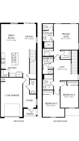 2D floor plan layout of this home in Meritage Homes at Central Park, Port St. Lucie, FL (Image 3).