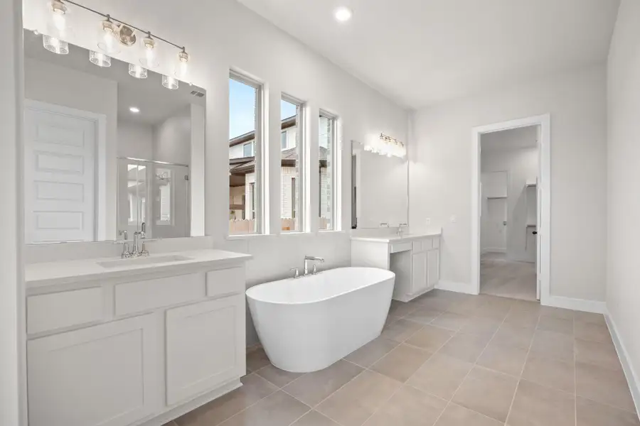 Furnished interior view inside a new home in Santa Rita Ranch - 60', Liberty Hill (Image 11). Furnished interior view inside a new home in Santa Rita Ranch - 60', Liberty Hill (Image 11).