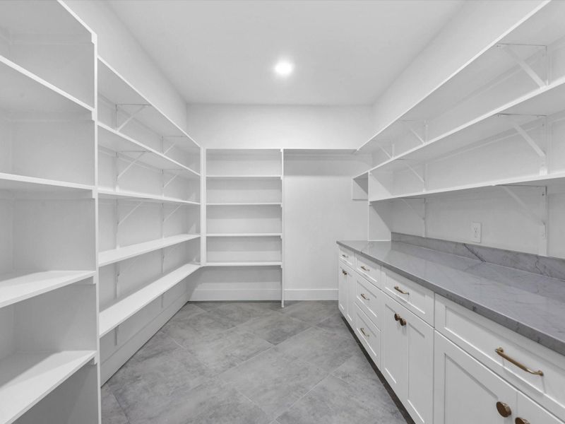 Large open concept pantry is huge! plenty of storage space for your yummy goods!