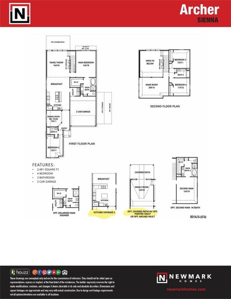 2D floor plan layout of this home in Sienna 45', 50', Missouri City, TX (Image 5).