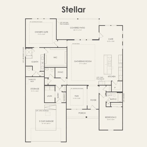 2D floor plan layout for the Stellar by Del Webb in Del Webb Sonoma Verde, Rockwall, TX (Image 4).