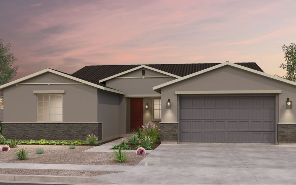 Representative exterior photo of a completed home built from the Lily by Brookfield Residential in Highland Mariposa at Alamar, Avondale, AZ (Image 18).