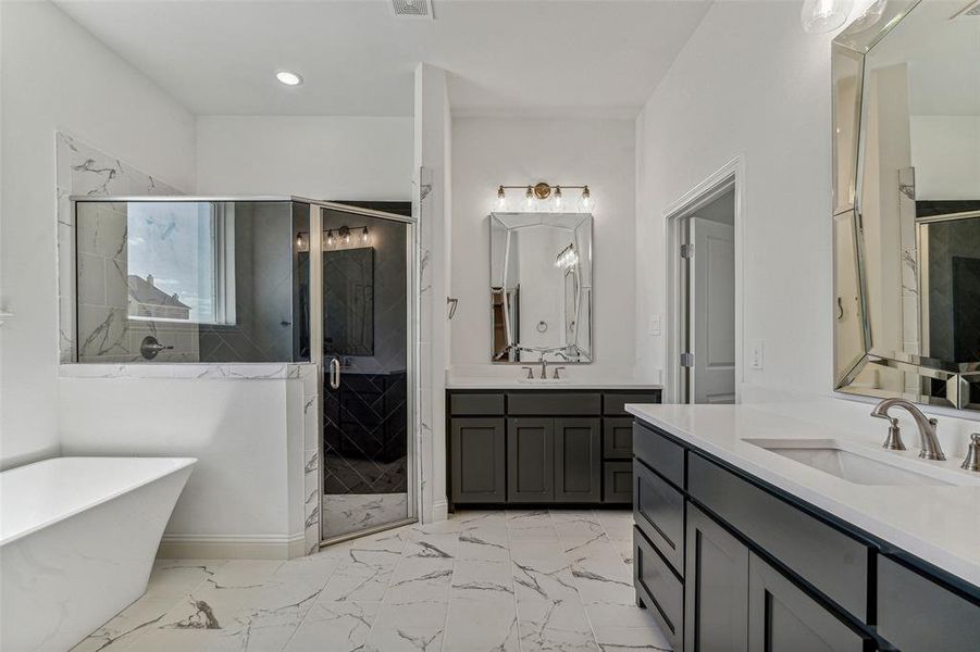 Primary Bathroom with 
Dual Vanities