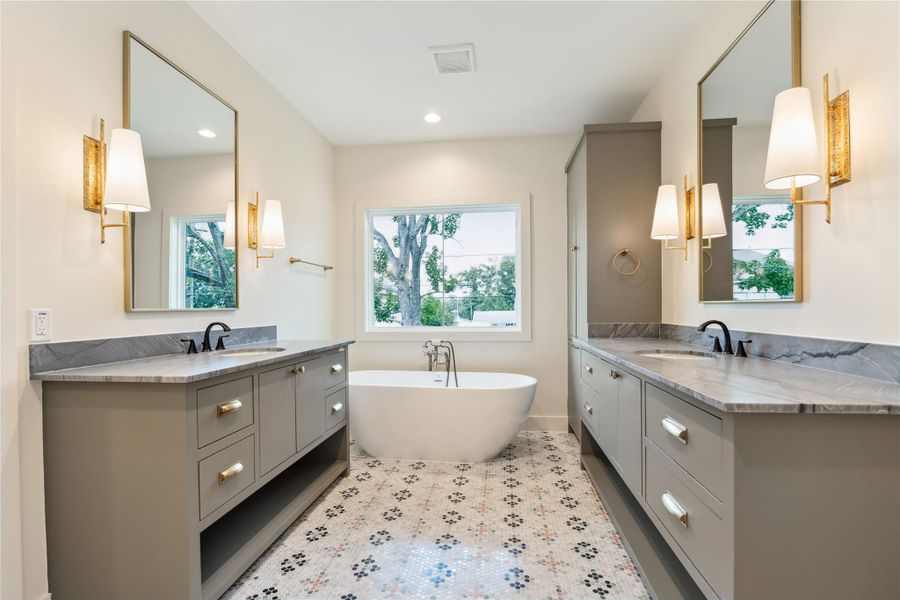 PRIMARY BATHROOM - Previous work by the builder, not representation of current build.