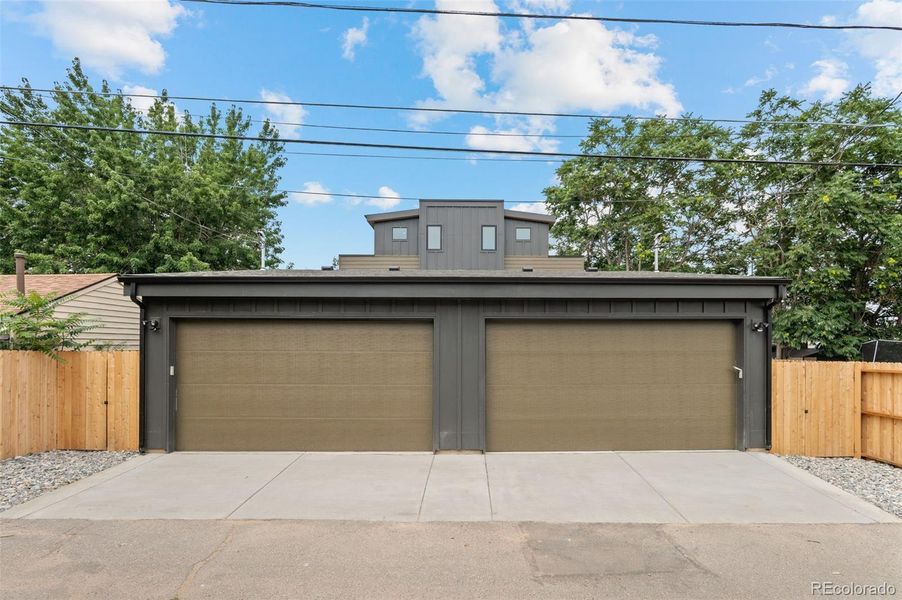 Detached 2 car garage wired for electric car charger