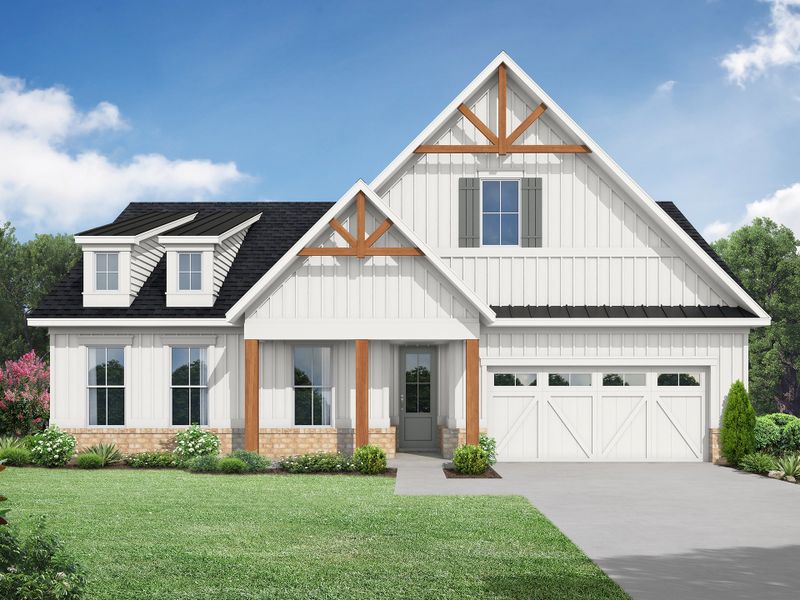 Representative exterior photo of a completed home built from the The Willow by My Home Communities in Club Cottages at Harbor Club, Greensboro, GA (Image 2). Representative exterior photo of a completed home built from the The Willow by My Home Communities in Club Cottages at Harbor Club, Greensboro, GA (Image 2).