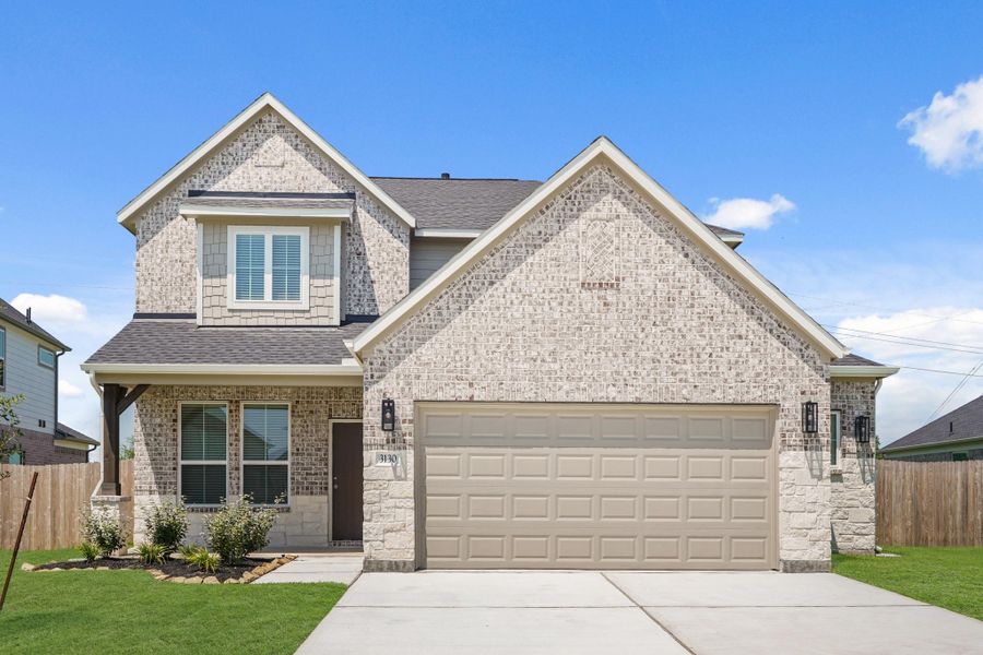 Front exterior of a new home in Briarwood Crossing, Rosenberg, TX, highlighting curb appeal (Image 21). Front exterior of a new home in Briarwood Crossing, Rosenberg, TX, highlighting curb appeal (Image 21).
