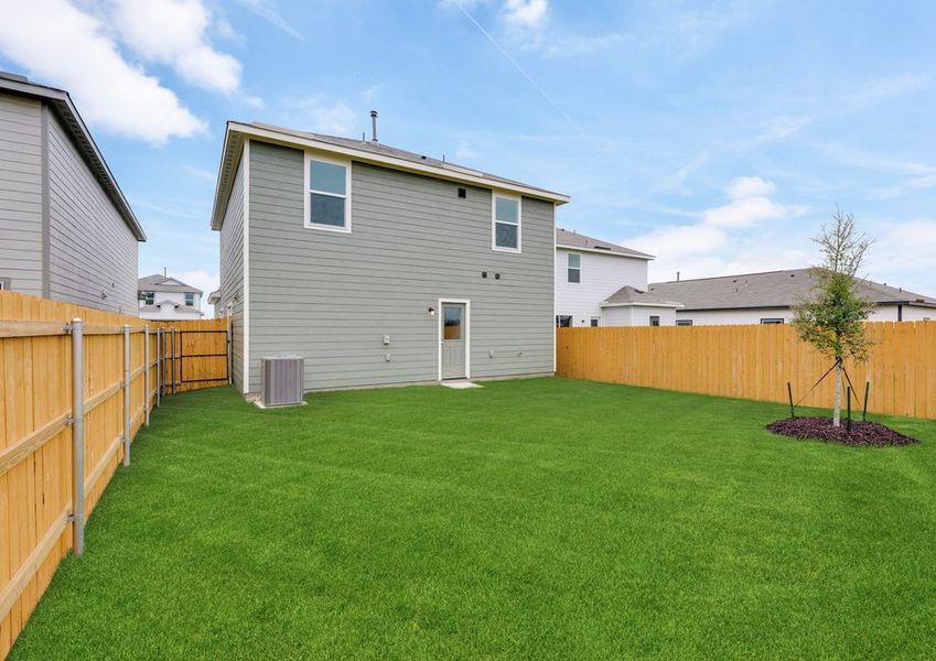 The back yard of the Primrose is fully fenced-in.