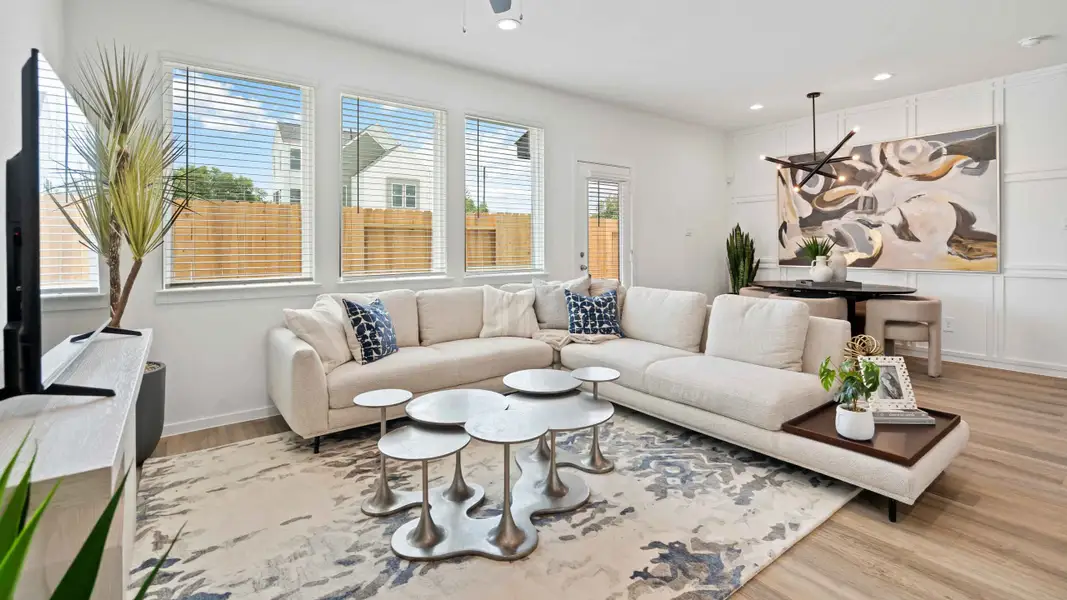 Furnished interior view inside a new home in Alaia Crossing, Houston (Image 2). Furnished interior view inside a new home in Alaia Crossing, Houston (Image 2).