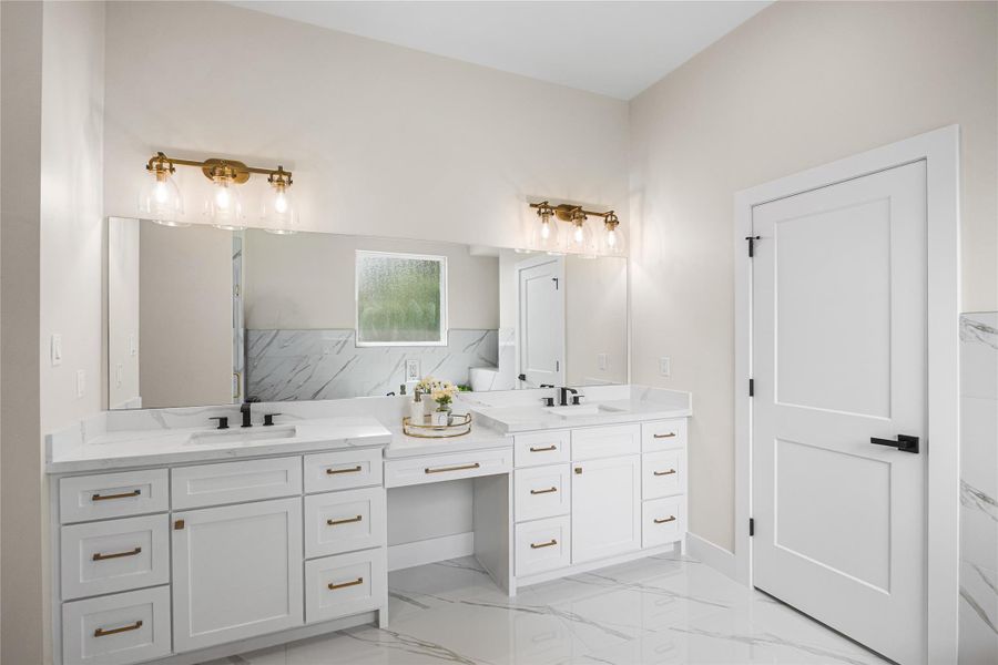 Dual Vanities with Make-Up Vanity.