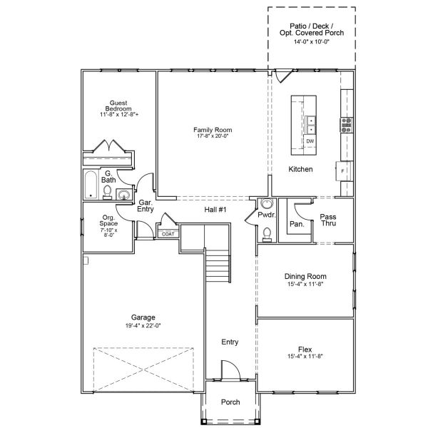 2D floor plan layout for the Yates II - Vanguard Collection by Mungo Homes in Sweetbrier, Durham, NC (Image 4).