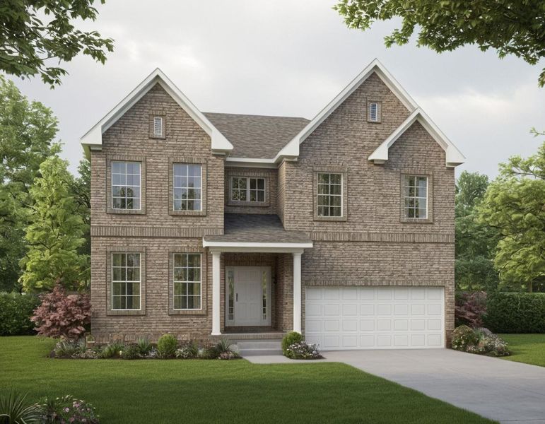 Front exterior of a new home in The Retreat at Norman Farm, Hendersonville, TN, highlighting curb appeal (Image 21).