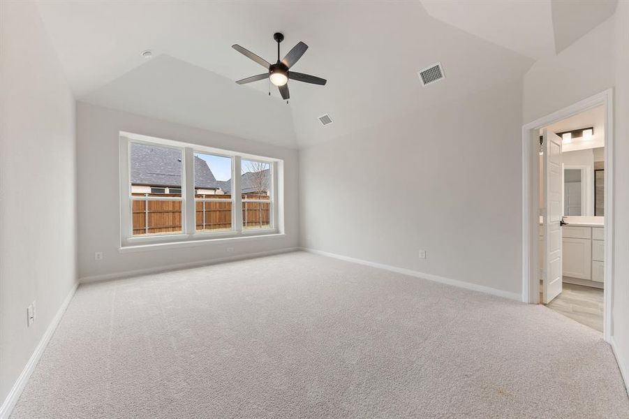 With high ceilings, oversized windows and plush carpeting, this owner's suite was designed for rest and relaxation. With high ceilings, oversized windows and plush carpeting, this owner's suite was designed for rest and relaxation.
