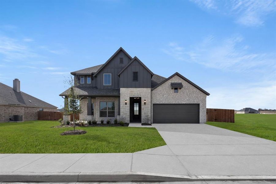 Front exterior of a new home in Bull Hide Estates, Hewitt, TX, highlighting curb appeal (Image 1). Front exterior of a new home in Bull Hide Estates, Hewitt, TX, highlighting curb appeal (Image 1).