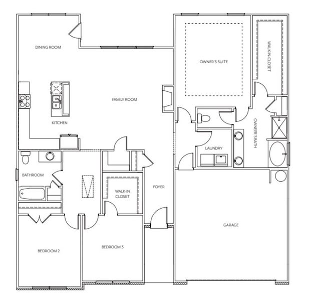 2D floor plan layout for the Randolph by McKinley Homes in Hellen Valley, Braselton, GA (Image 3).