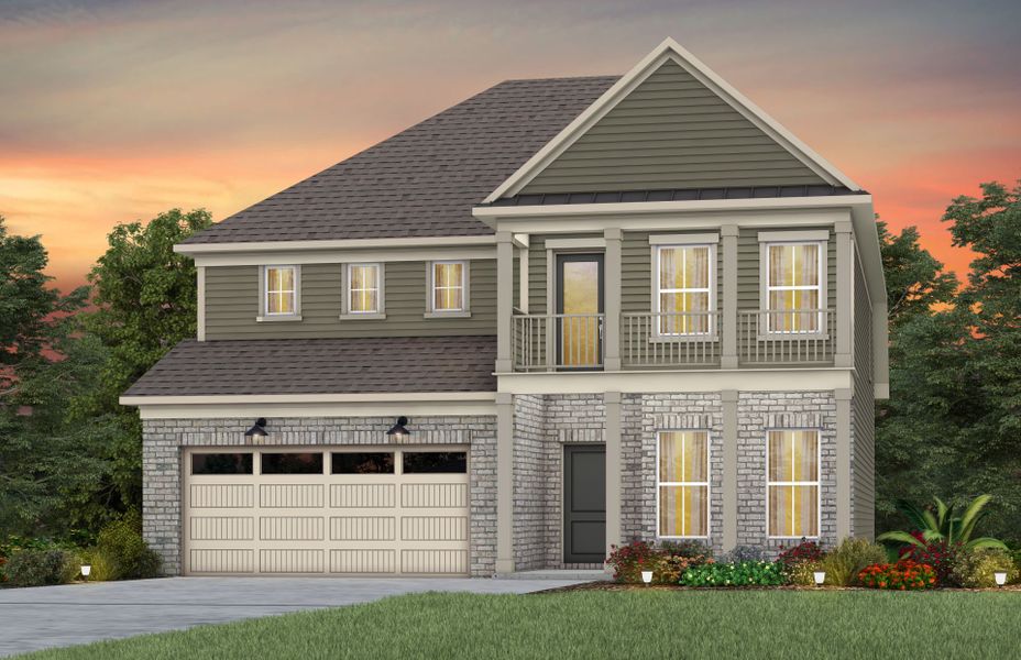 Front exterior of a new home in Elmbrook, Indian Trail, NC, highlighting curb appeal (Image 22).