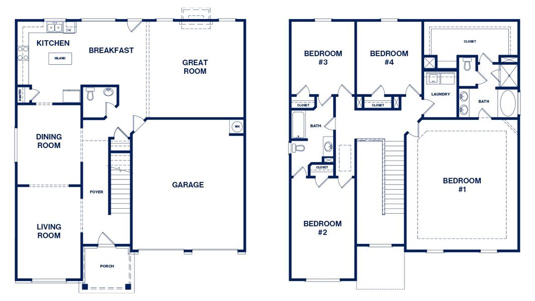 2D floor plan layout of this home in Oakchase at Hampton, Hampton, GA (Image 2).